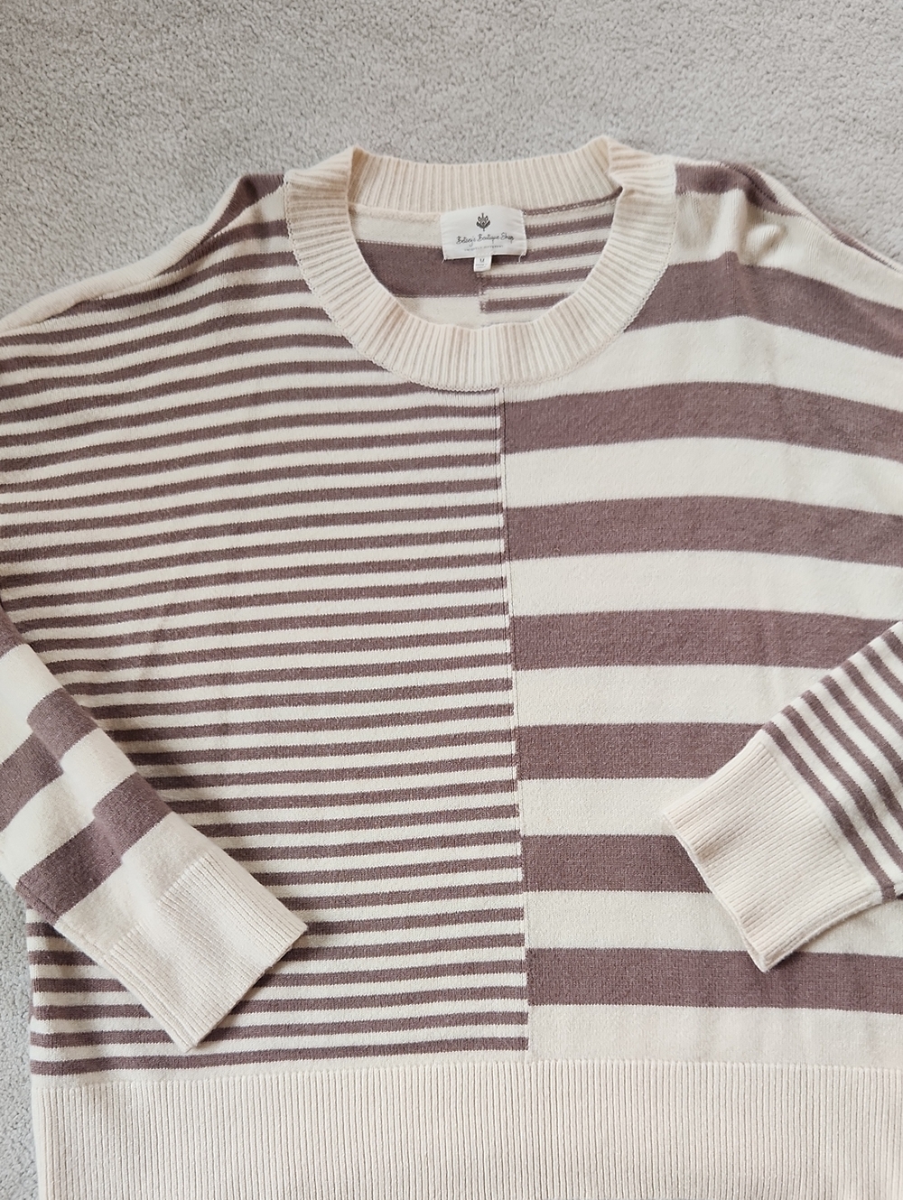 Sweater Long Sleeve Striped Sweater - Medium
